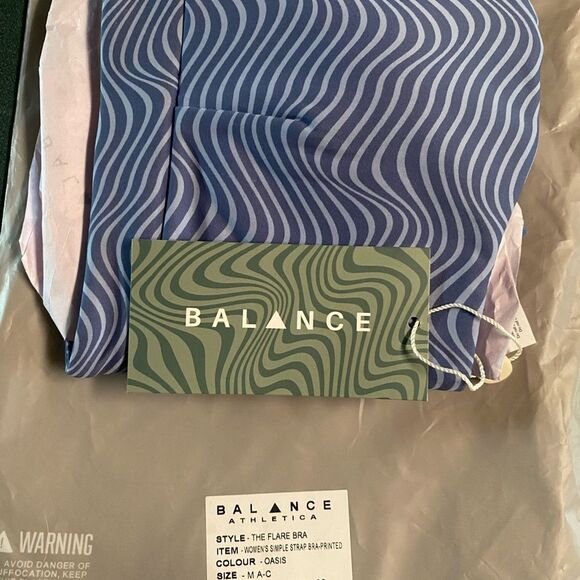 Vitality Balance Athletica Women’s M Flare‎ Bra Oasis Blue Swirl Marble Gym New - Picture 4 of 6